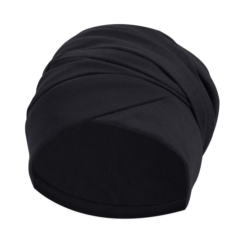 Ever Fairy Turban Head Wrap Scarf,African Women' Soft Long Scarf Shawl Hair Bohemian Headwrap Stretch Headband Tie (Black) - Image 1